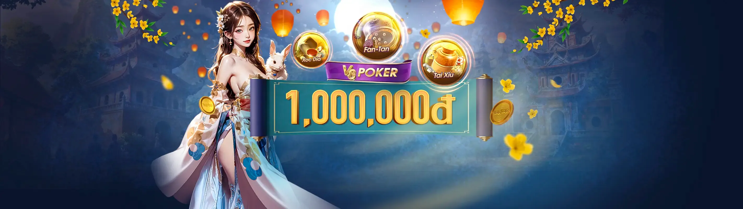 Máy slot game rực rỡ với biểu tượng jackpot vàng, tiền xu bay ra
